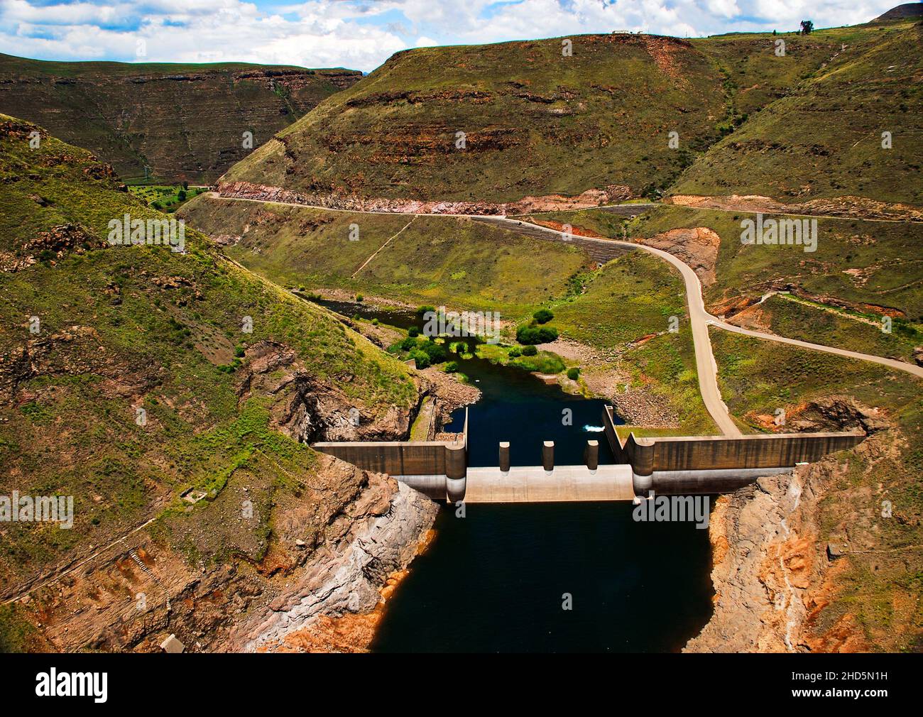 La diga di Katse in Lesotho Highlands Water Project la seconda diga di larges in Africa Foto Stock