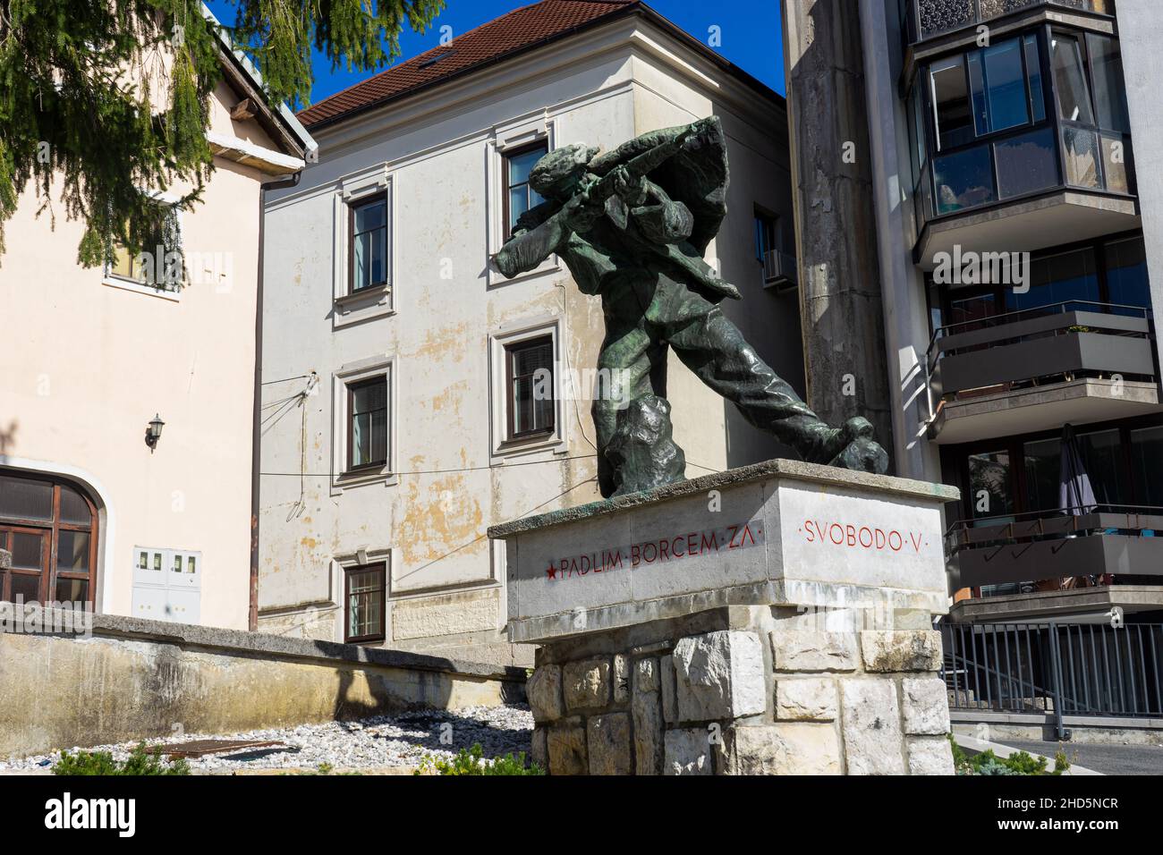 Monumento alla guerra di indipendenza della Jugoslavia a Postojna, Slovenia Foto Stock