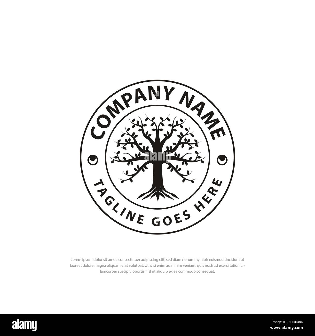 Logo Family Tree of Life, timbro, disegno vettoriale, simbolo, emblema, icona Illustrazione Vettoriale