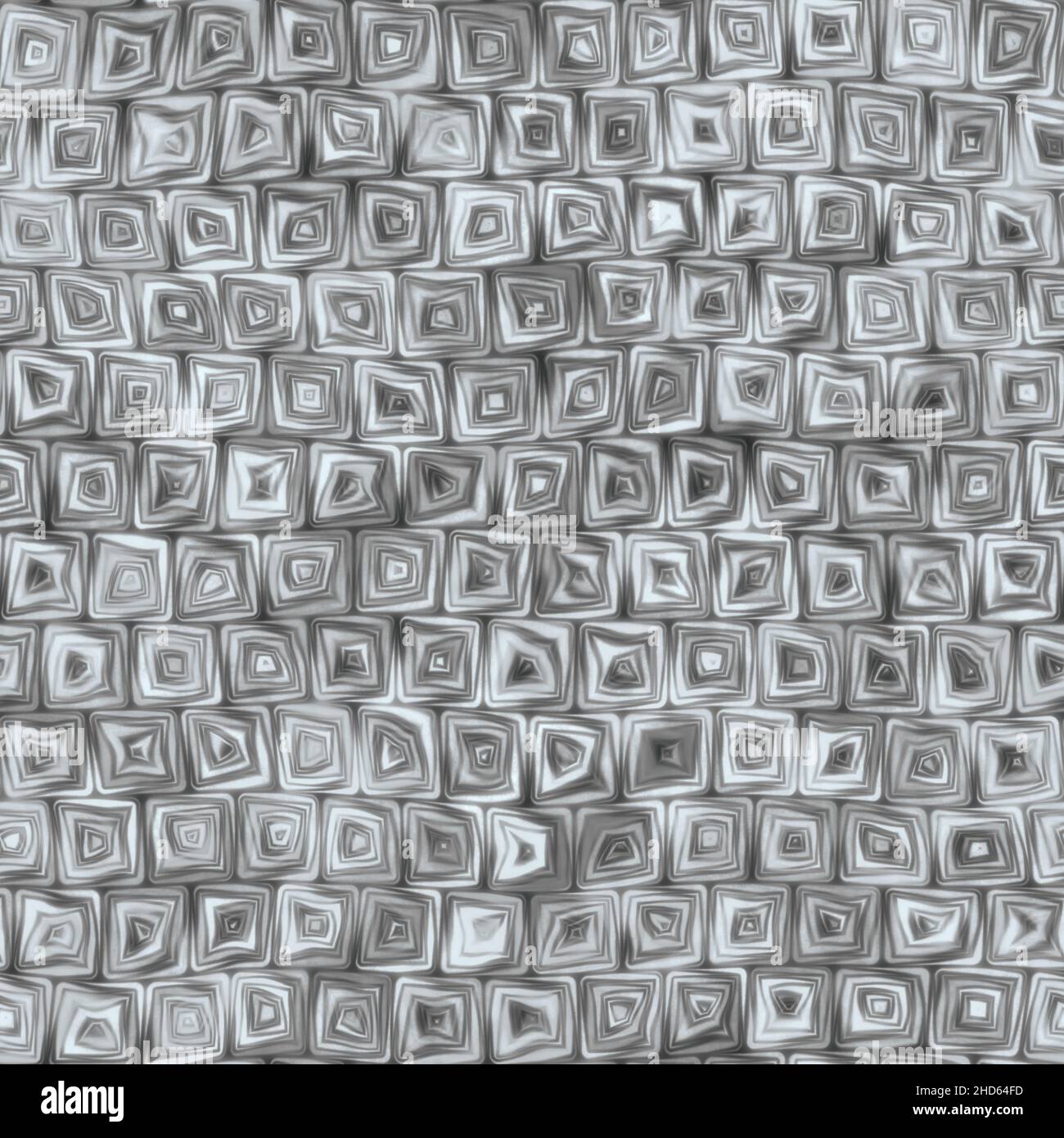 Tiny Grey Squiggly Swirly Spiral Squares Seamless Texture Pattern Foto Stock