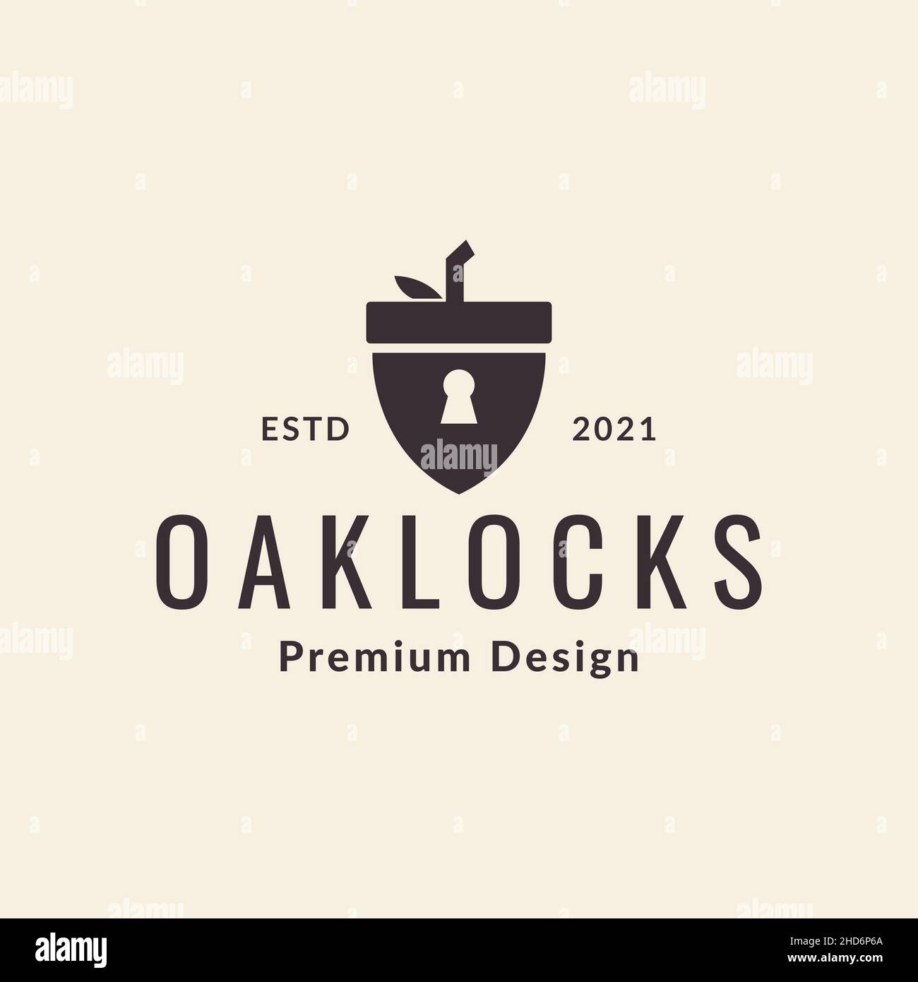 oaks con logo lucchetto design vettoriale simbolo grafico icona segno illustrazione idea creativa Illustrazione Vettoriale