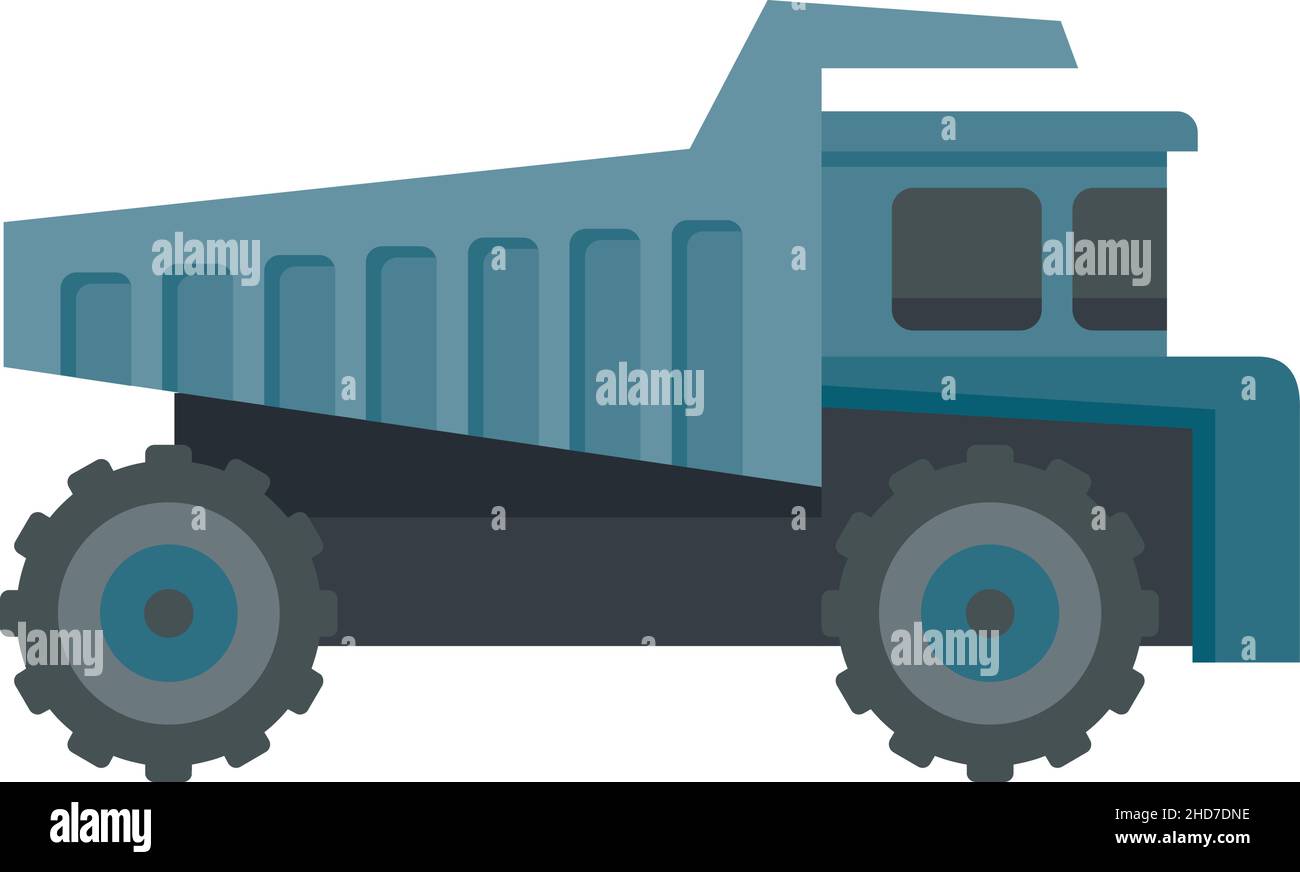 Icona autocarro con cassone ribaltabile. Illustrazione piatta dell'icona del vettore autocarro ribaltabile isolata su sfondo bianco Illustrazione Vettoriale