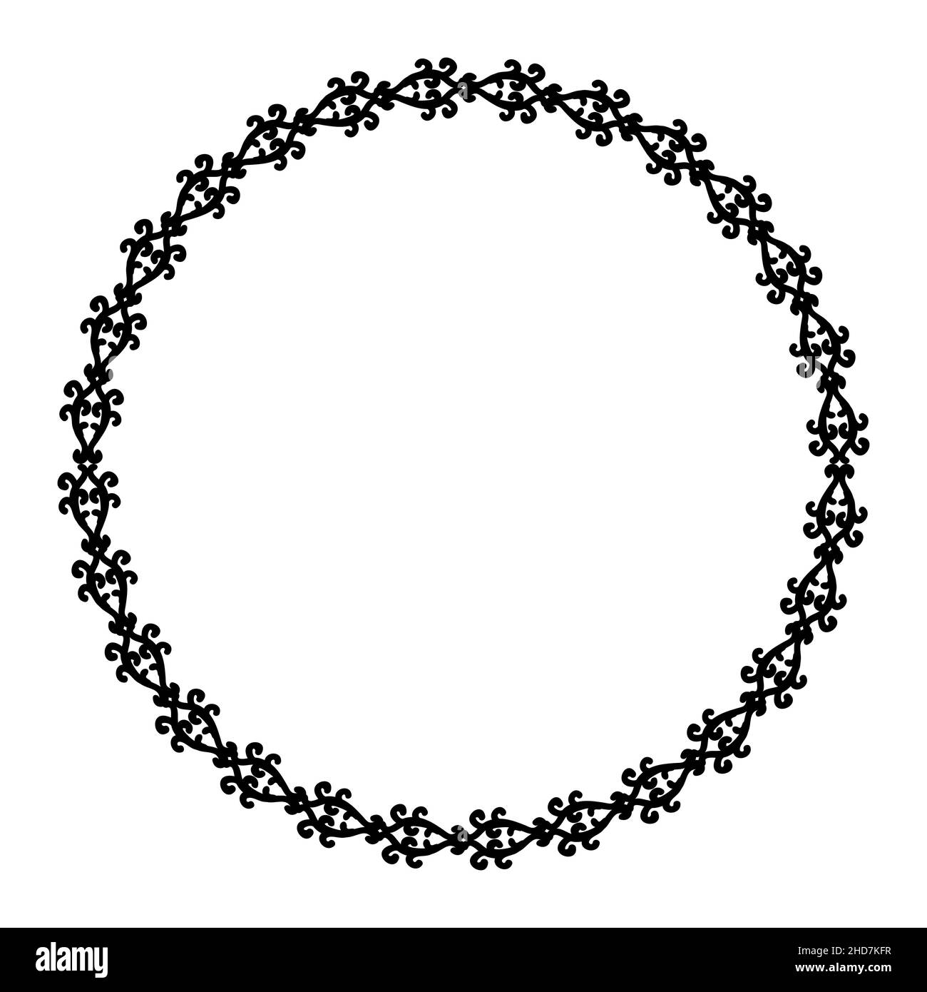 Motivo vintage rotondo floreale. Ornamento rotondo in stile damasco. Bianco e nero. Vettore. Per inviti, tatuaggi, marquesie, piastrelle in ceramica, album fotografico Illustrazione Vettoriale