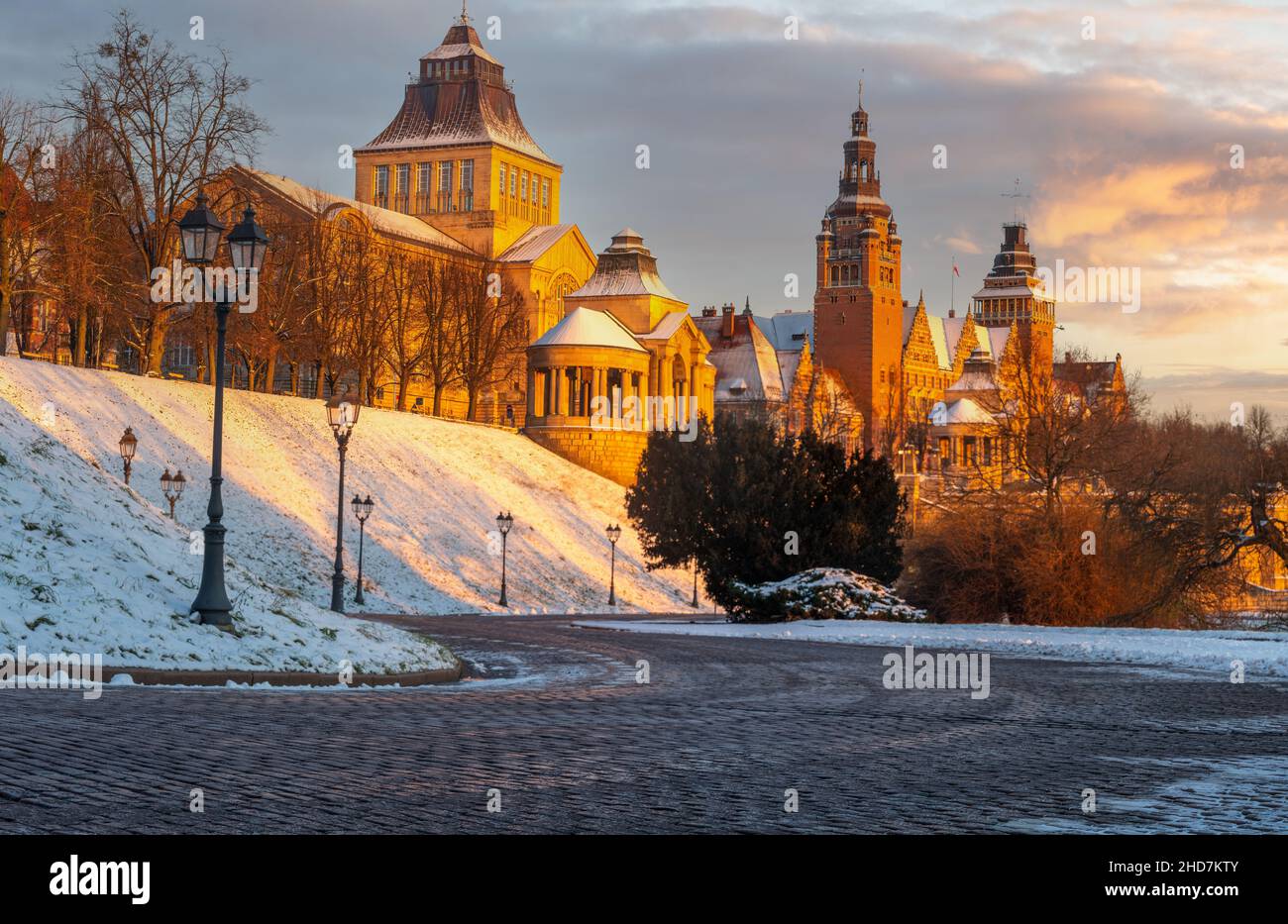 Terrazza Haken a Szczecin in una mattinata d'inverno Foto Stock