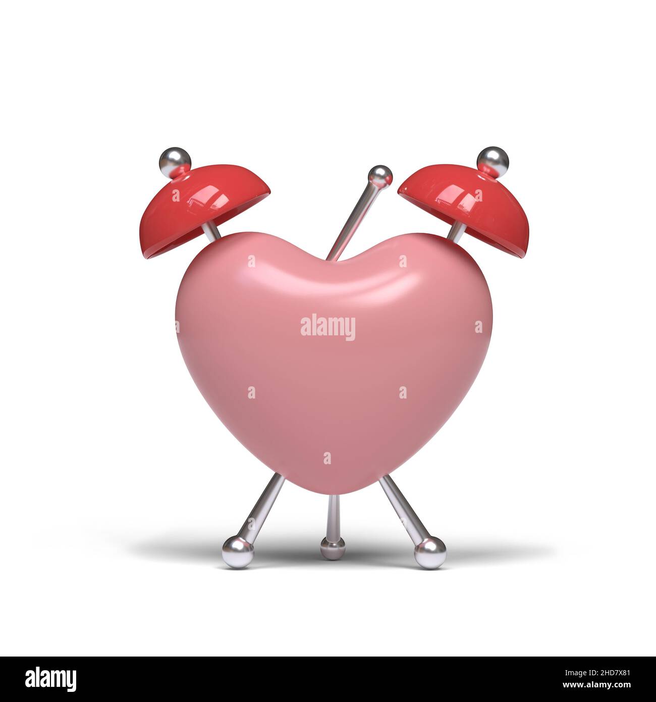 Concetto di sveglia a forma di cuore. 3D illustrazione. Foto Stock
