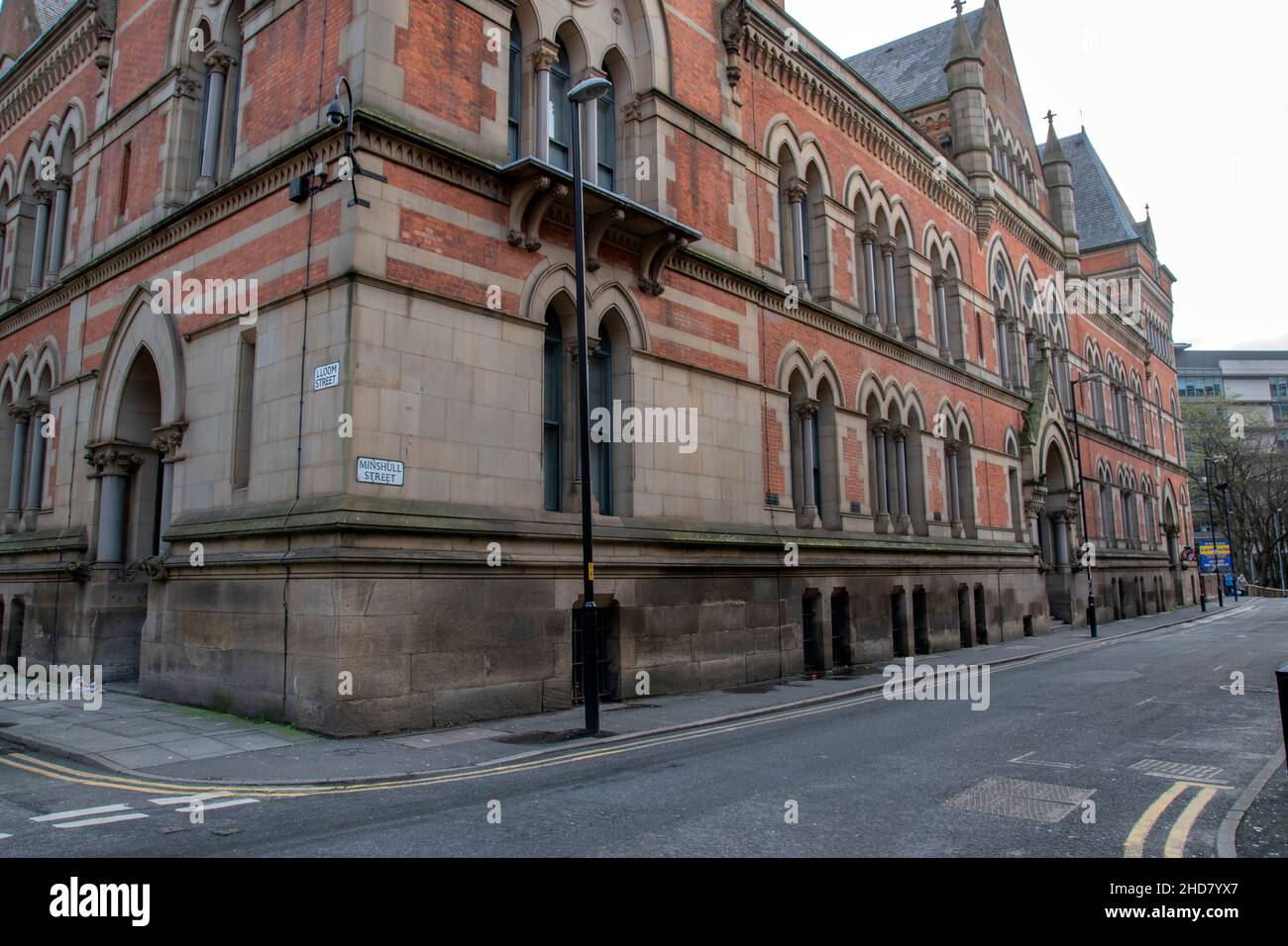 Corner Lloom e Mershull Street a Manchester Inghilterra 9-12-2019 Foto Stock