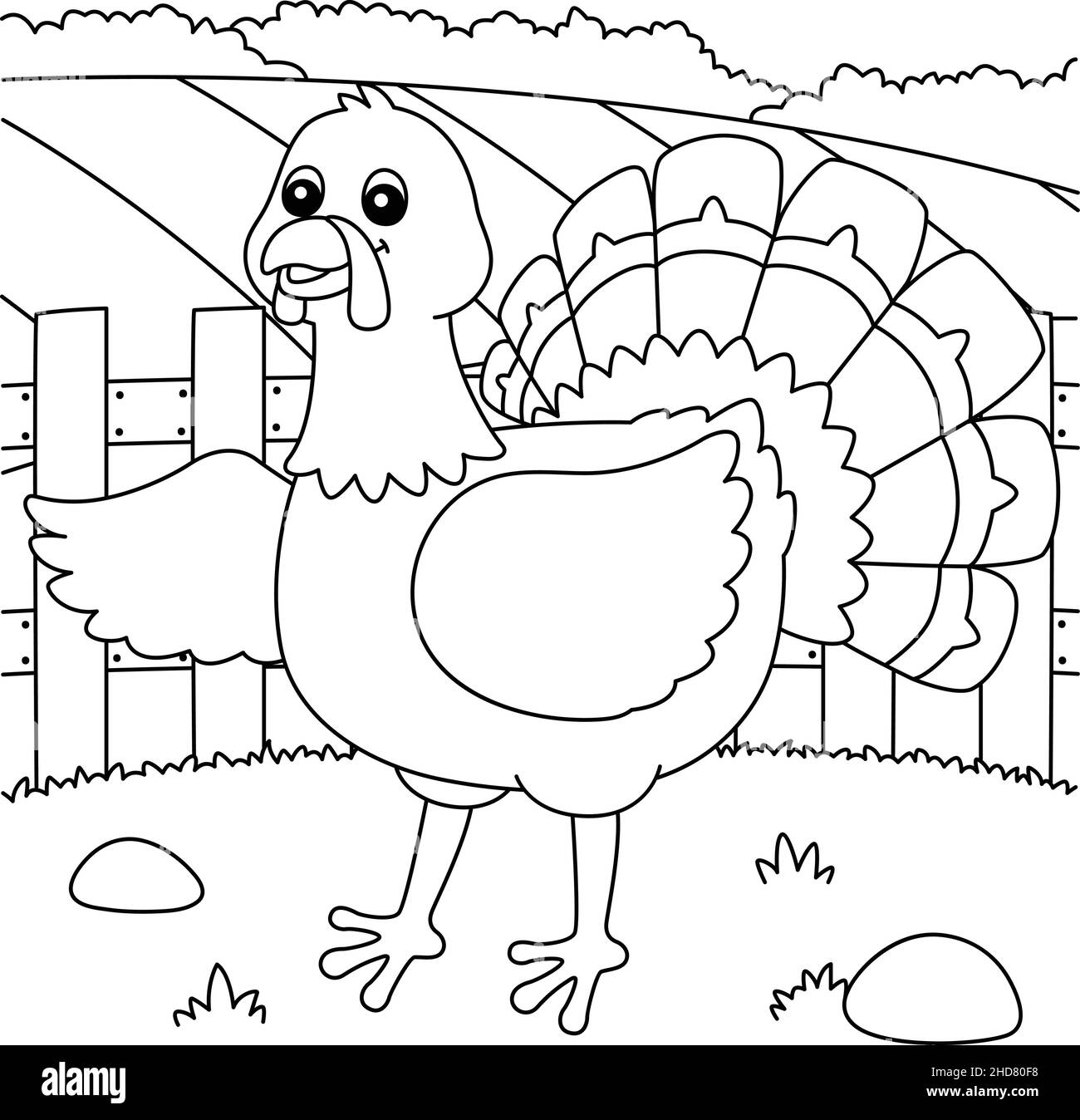 Tacchino colorazione pagina per i bambini Illustrazione Vettoriale