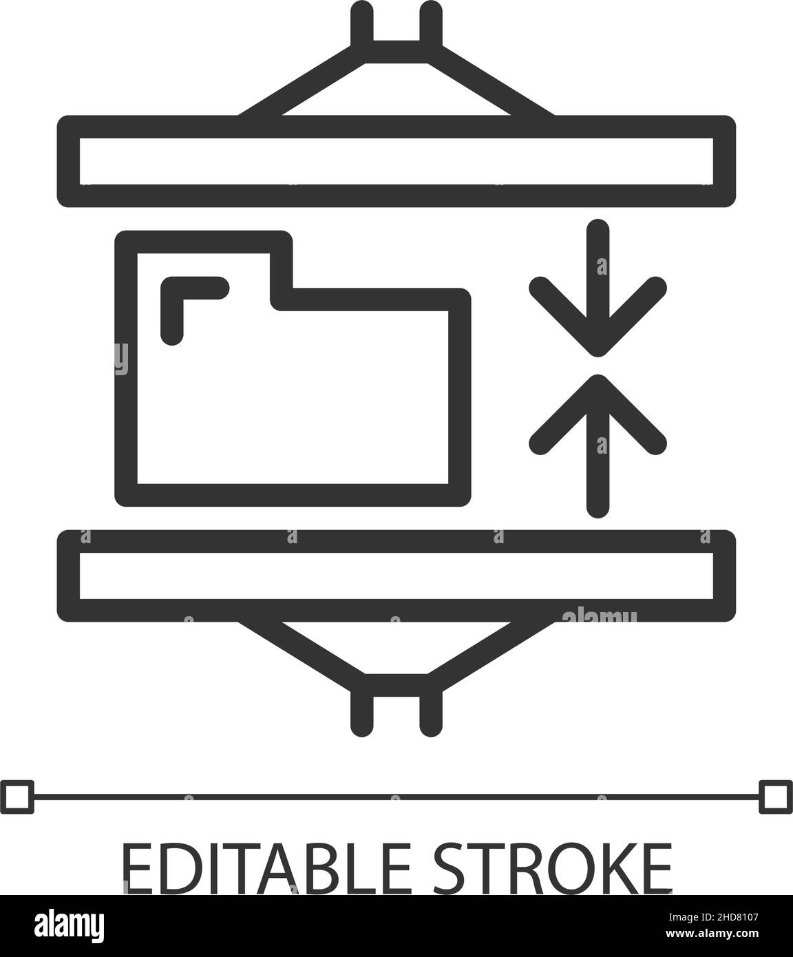 Tecnica di compressione dati icona pixel perfetto lineare Illustrazione Vettoriale