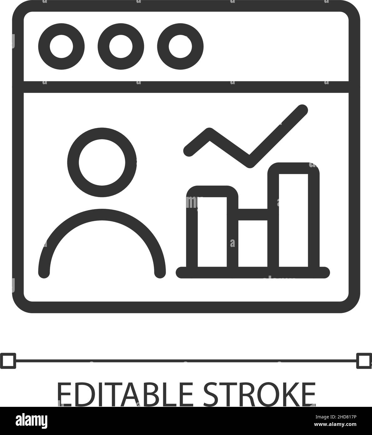 Icona pixel Perfect lineare per il data mining sui social media Illustrazione Vettoriale