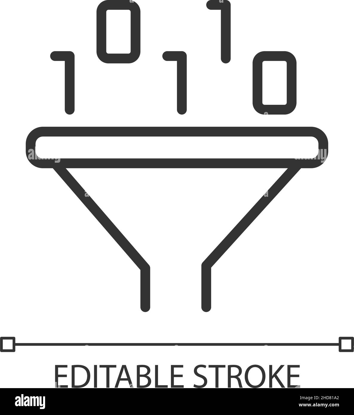 Filtro per l'icona pixel Perfect lineare di data mining Illustrazione Vettoriale
