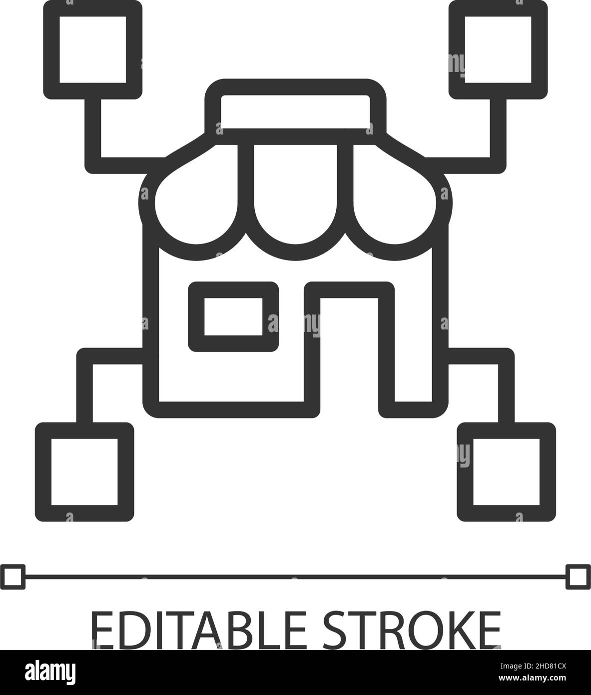 Icona pixel Perfect per il data mining aziendale retail lineare Illustrazione Vettoriale