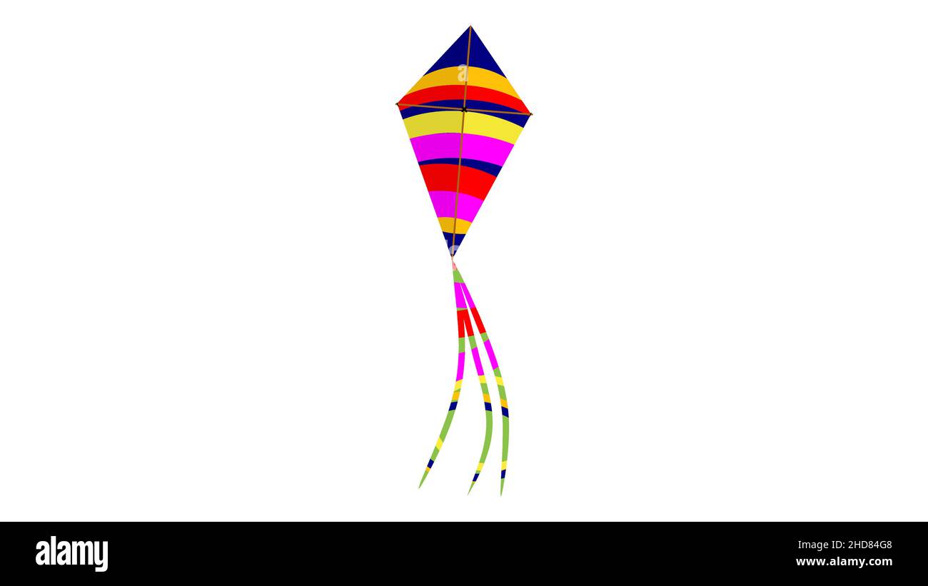 Piccolo battenti Rainbow Kite isolato su uno sfondo bianco. Illustrazione Vettoriale