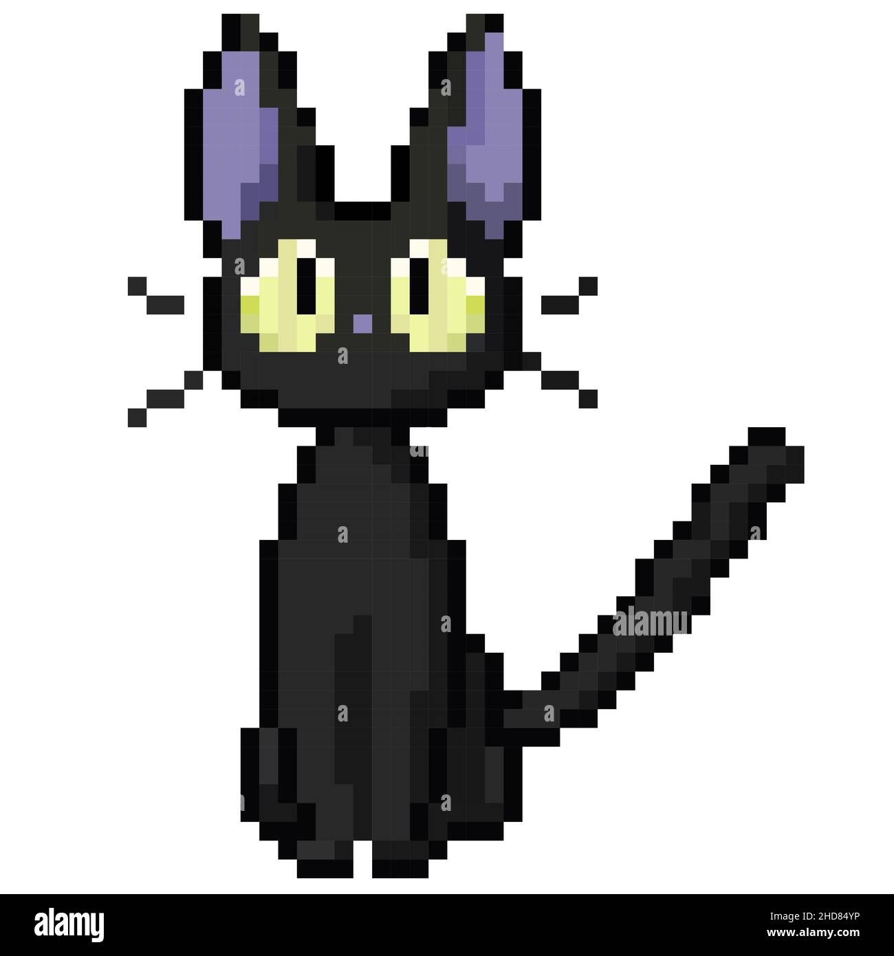 Cute kitten domestico PET pixel art. Isolato vettore illustrazione Illustrazione Vettoriale