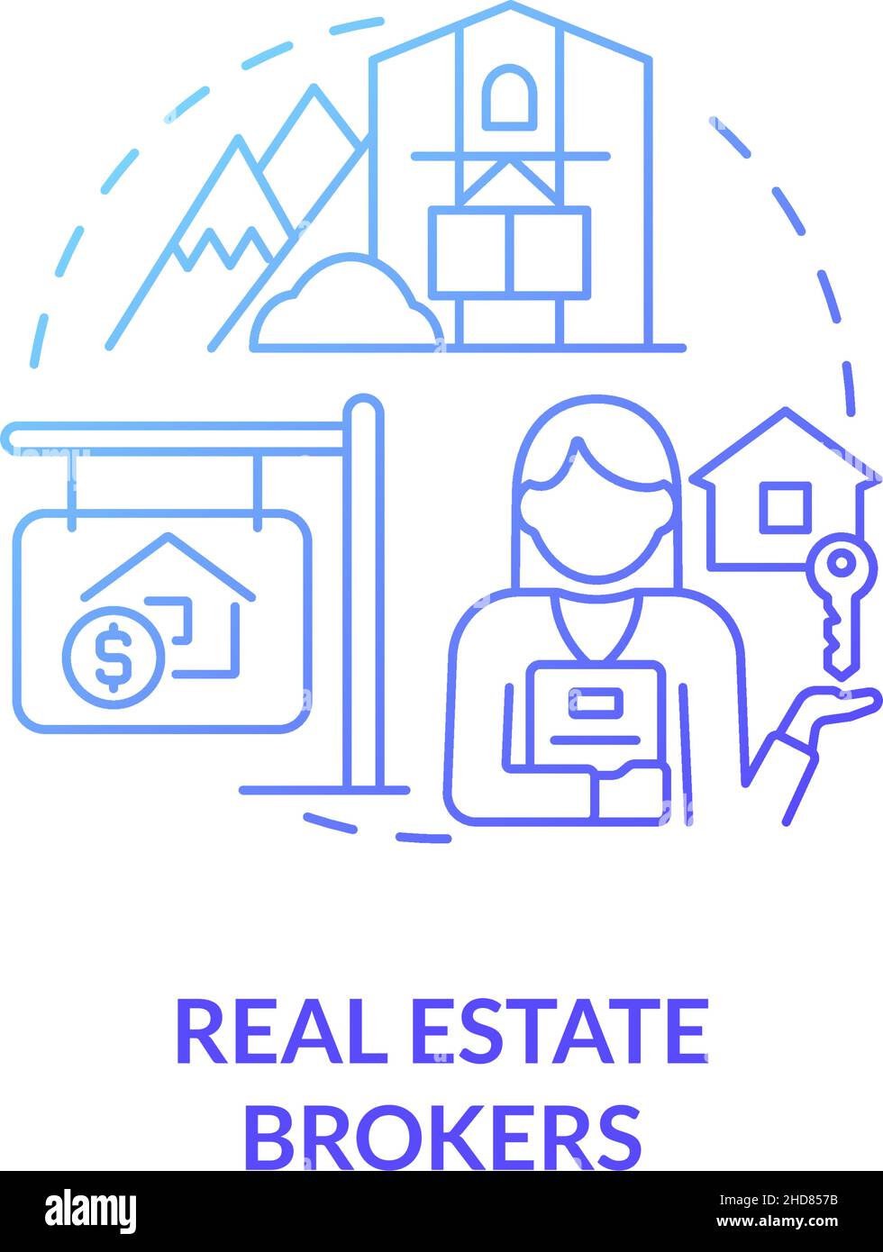 Agenti immobiliari blu gradiente concetto icona Illustrazione Vettoriale