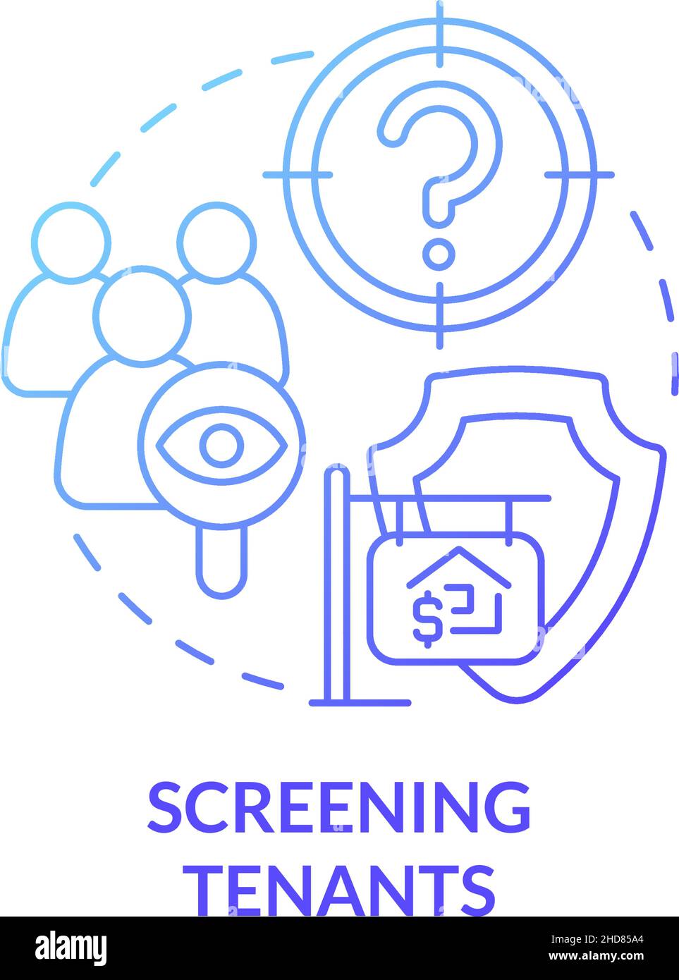 Icona del concetto di gradiente blu degli inquilini di screening Illustrazione Vettoriale