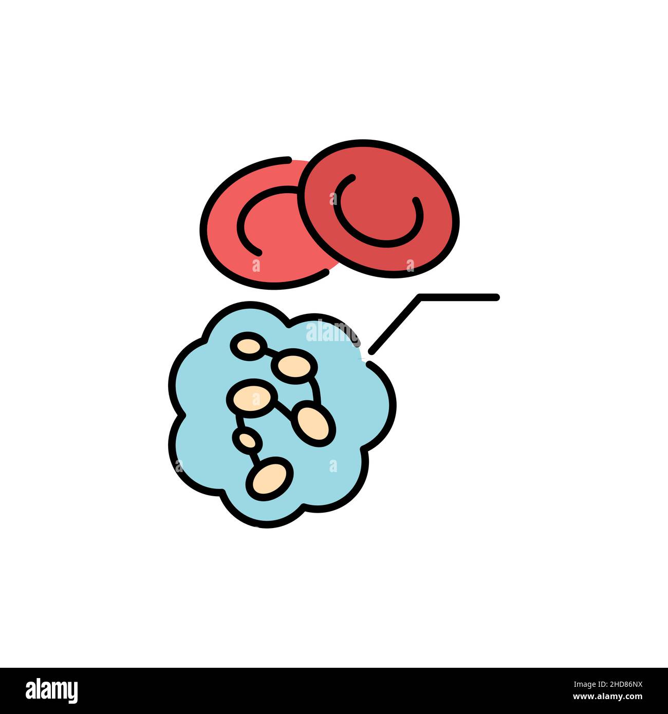 Icona della linea di colore dell'anemia megaloblastica. Malattie umane. Pittogramma per pagina web, app mobile, promo. Illustrazione Vettoriale
