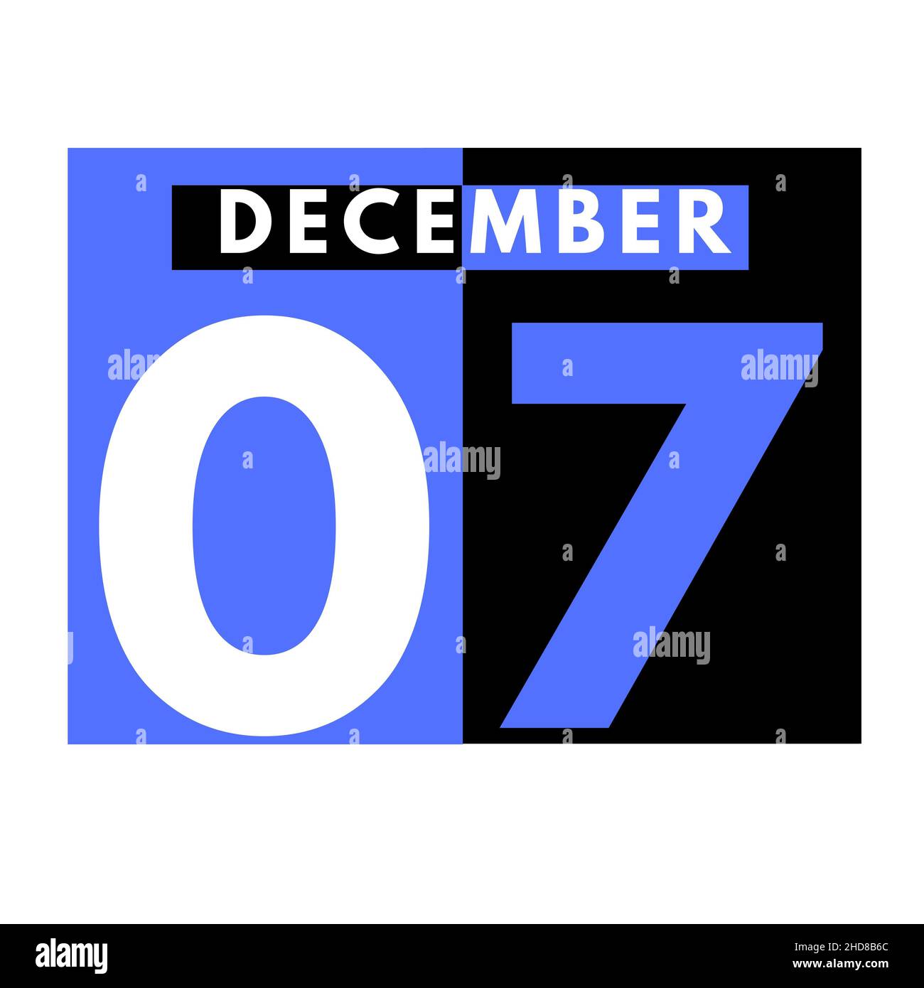 7 dicembre . Icona calendario giornaliero moderno .data, giorno, mese .calendario per il mese di dicembre Foto Stock