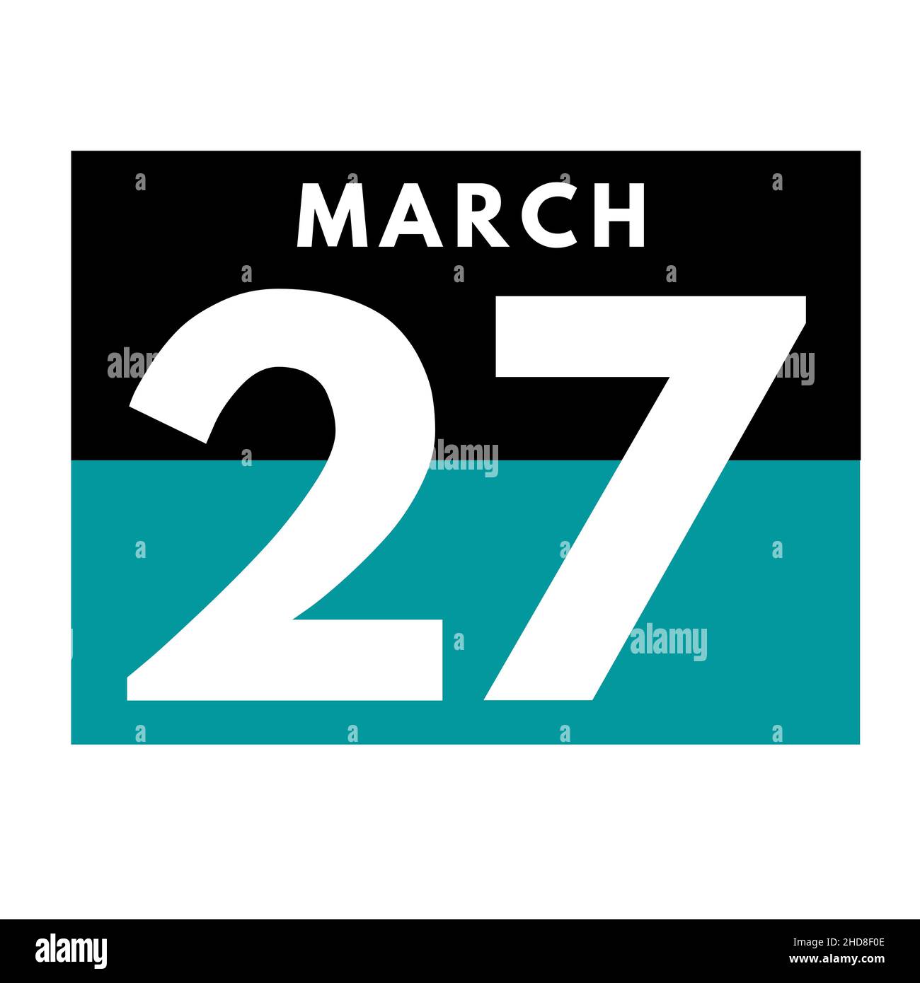 Marzo 27 . Icona calendario giornaliero flat .date ,giorno, mese .calendario per il mese di marzo Foto Stock