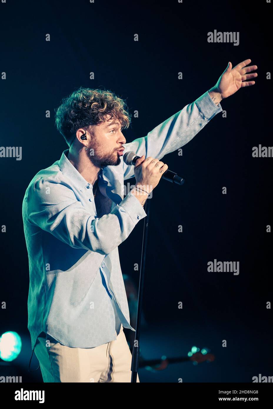 Tom Grennan si esibisce all'evento Hits radio Live di Liverpool Foto Stock