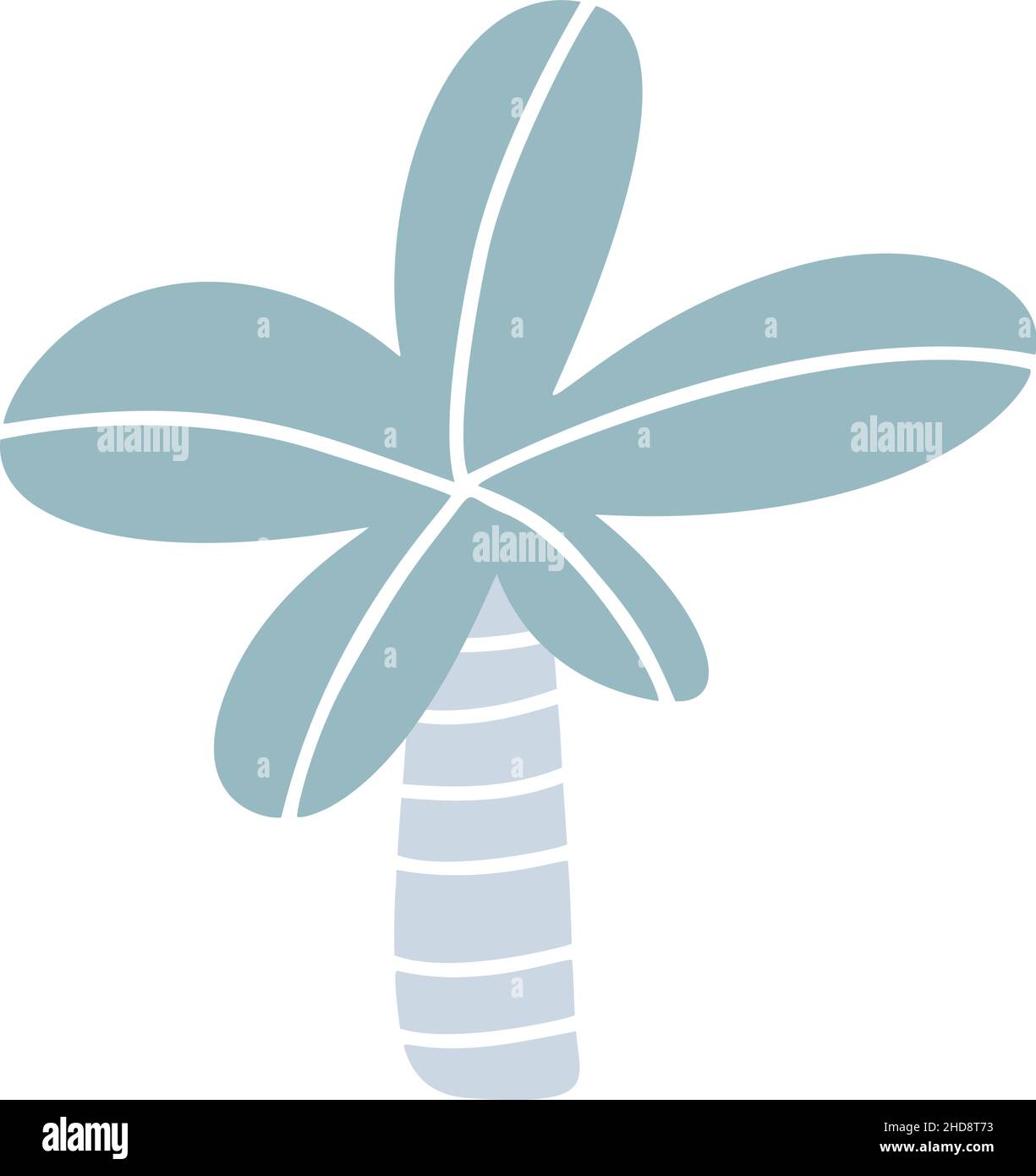 Illustrazione colorata di palme da palma in stile vettoriale scandinavo. Icona della palma disegnata a mano. Carina illustrazione per bambini su sfondo bianco Illustrazione Vettoriale