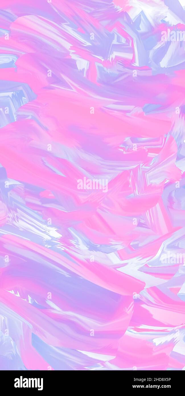 Colore pastello viola e rosa sfondo dipinto, trama inchiostro, pennello, fluido. Modello leggero con vernici ad olio multistrato. Motivo multicolore su tela. Foto Stock