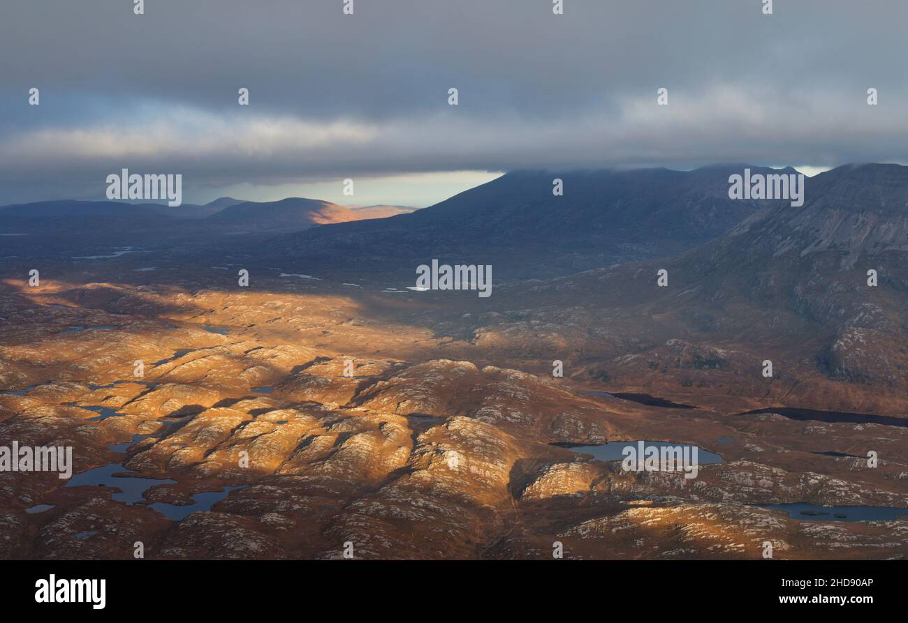 Paesaggio lewisian gneiss di North West Highlands Geopark, Scozia Foto Stock