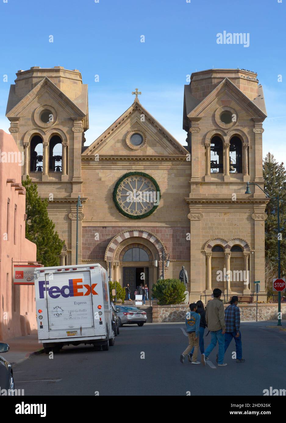 Il punto di riferimento della Basilica Cattedrale di San Francesco d'Assisi a Santa Fe, New Mexico. Foto Stock