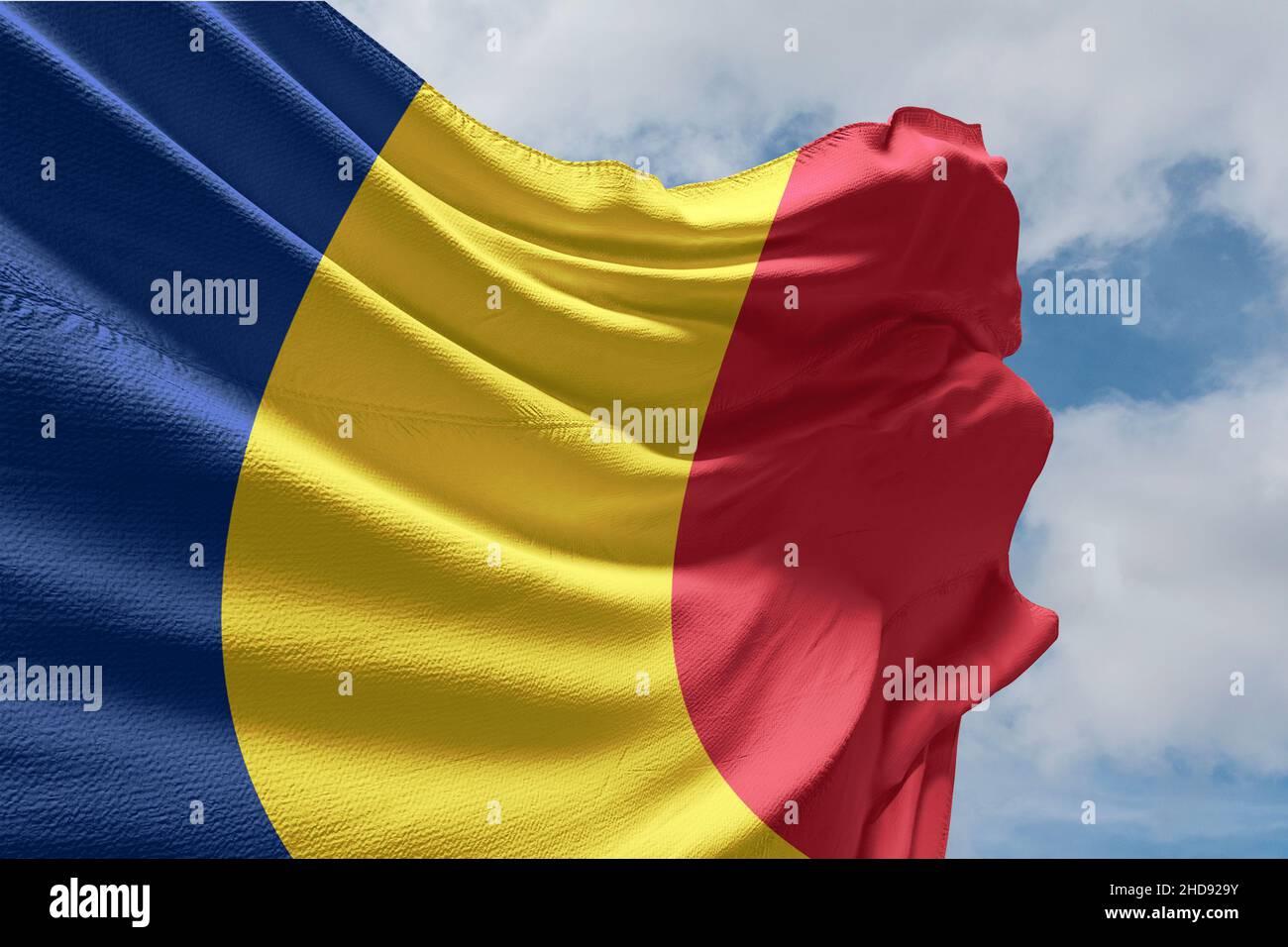 La bandiera nazionale della Romania (rumena: Drapelul României) è un tricolore. Foto Stock