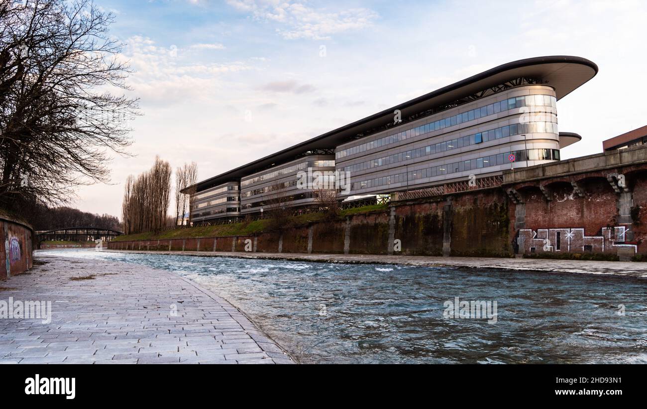 Lungo dora, Campus Luigi Einaudi, Torino Foto Stock