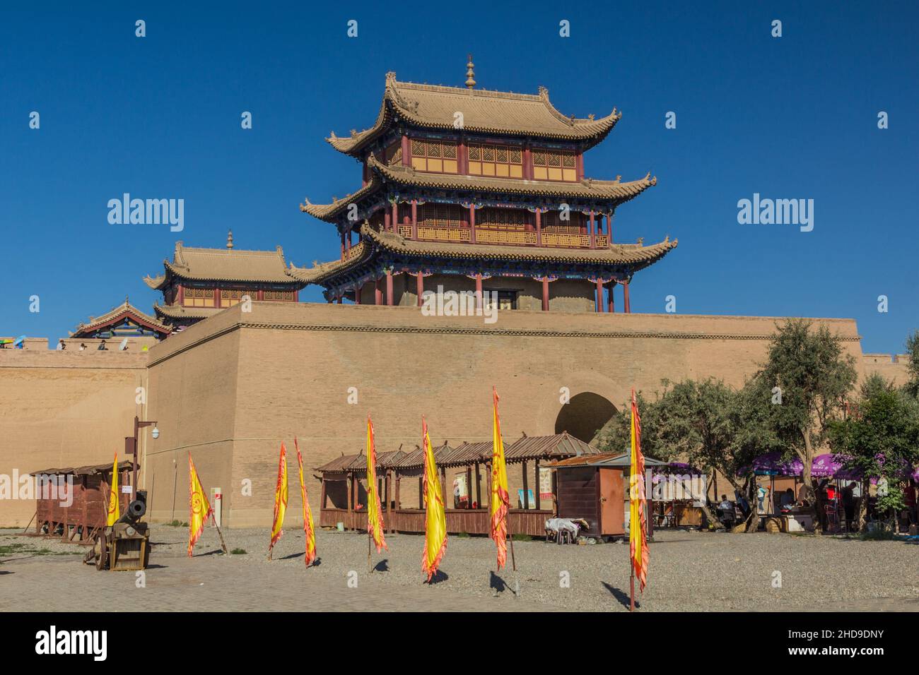 JIAYUGUAN, CINA - 22 AGOSTO 2018: Vista del Forte Jiayuguan, provincia di Gansu Cina Foto Stock