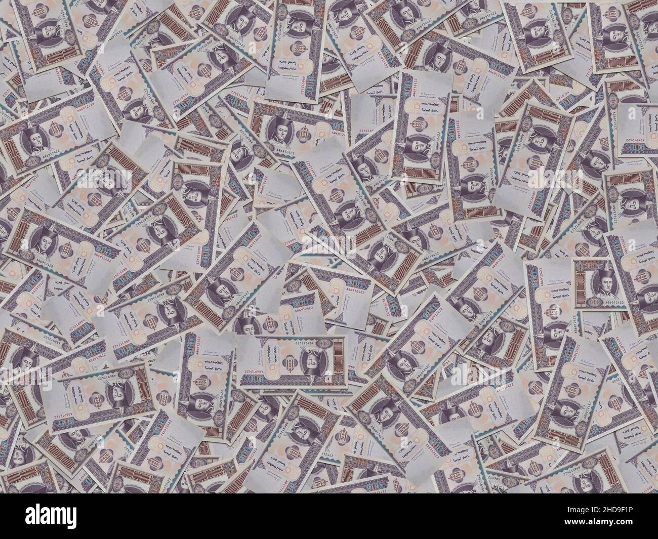 Banconote, sfondo o stampa tessile Mongol Tugrik Foto Stock