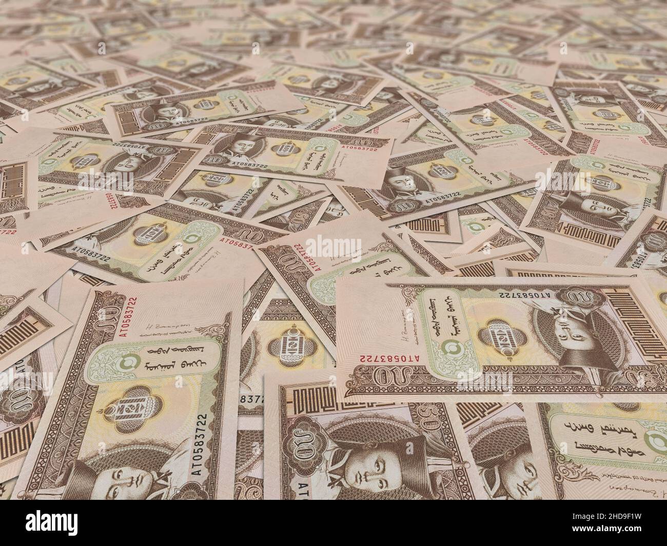 Banconote, sfondo o stampa tessile Mongol Tugrik Foto Stock