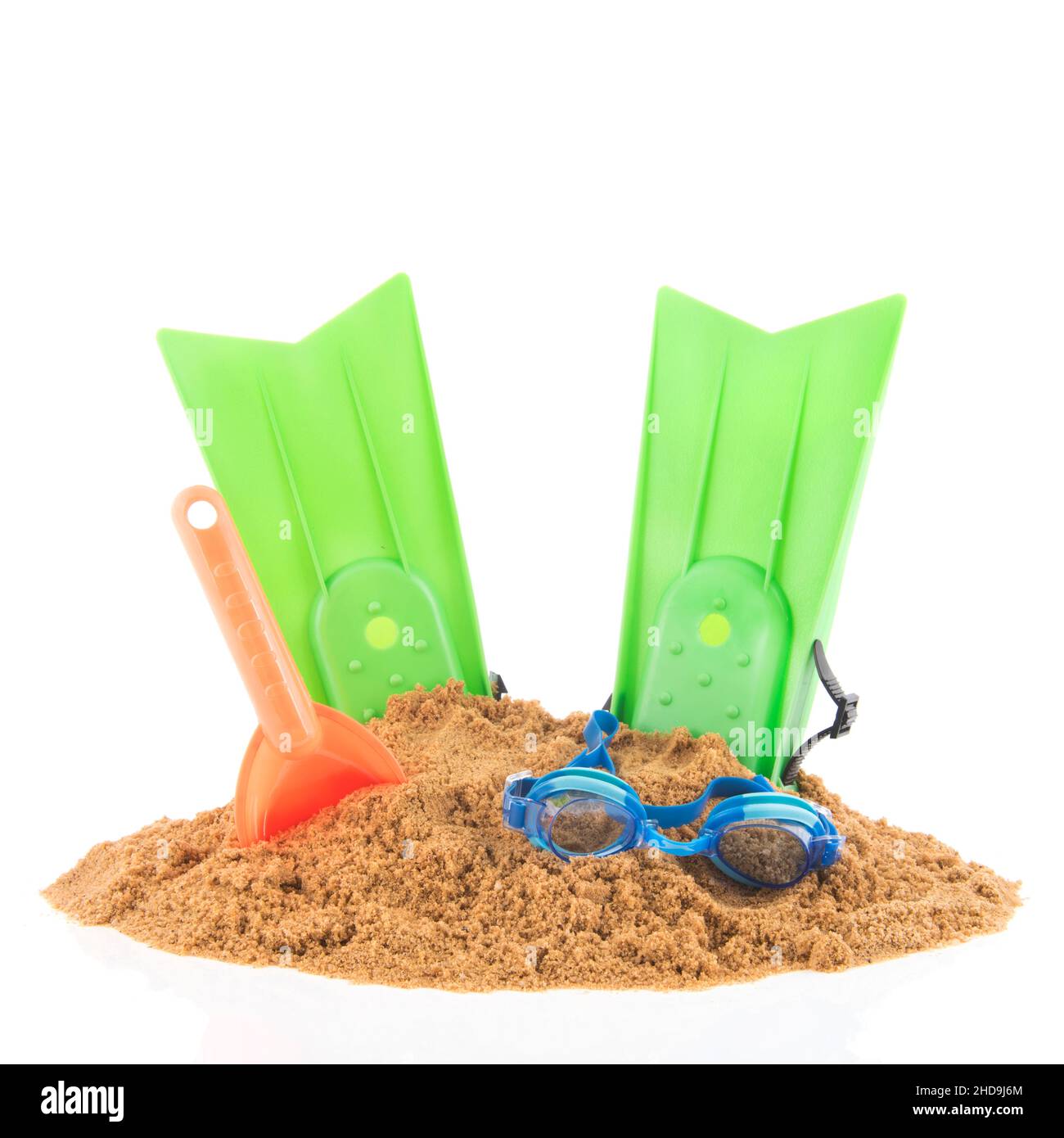 Attrezzatura subacquea in spiaggia per le vacanze in famiglia Foto Stock