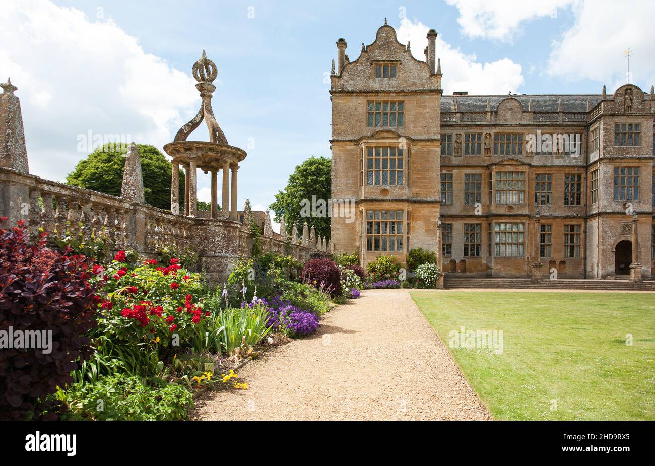 Montacute House e Garden Border Foto Stock