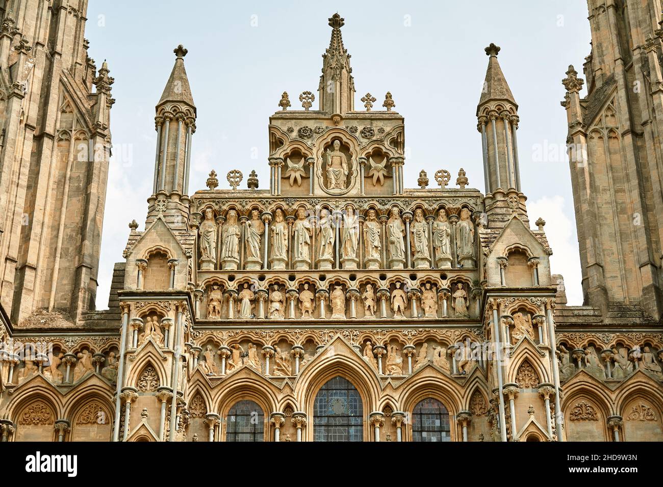 Cattedrale di Wells primo piano di figure Foto Stock