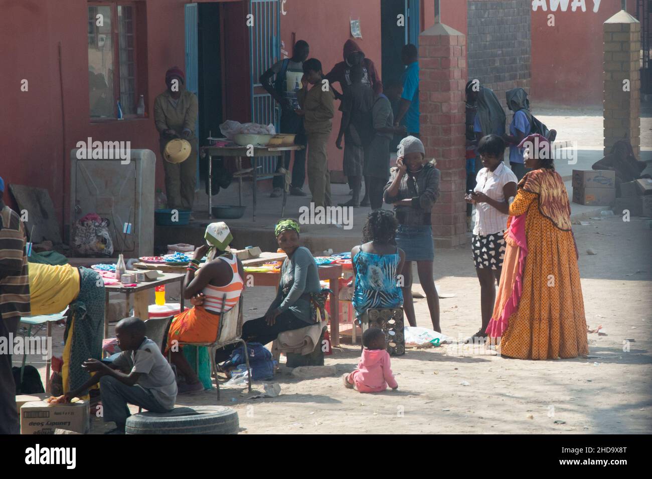 Bellissimo scatto di un mercato a Kunene, a nord della Namibia Foto Stock