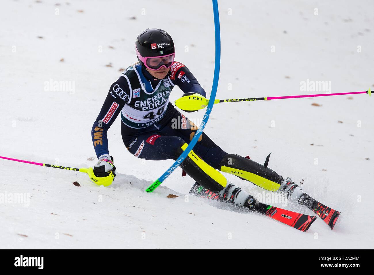 Zagabria, Croazia, 4th gennaio 2022. Charlottta Saefvenberg di Svezia compete durante la Coppa del mondo di sci Audi FIS Snow Queen Trophy - Smalom femminile a Zagabria. Gennaio 04, 2022. Credit: Nikola Krstic/Alamy Foto Stock