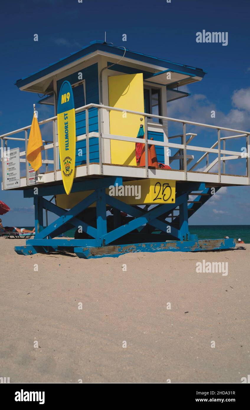 Una casa di bagnino su Hallandale Beach negli Stati Uniti Foto Stock