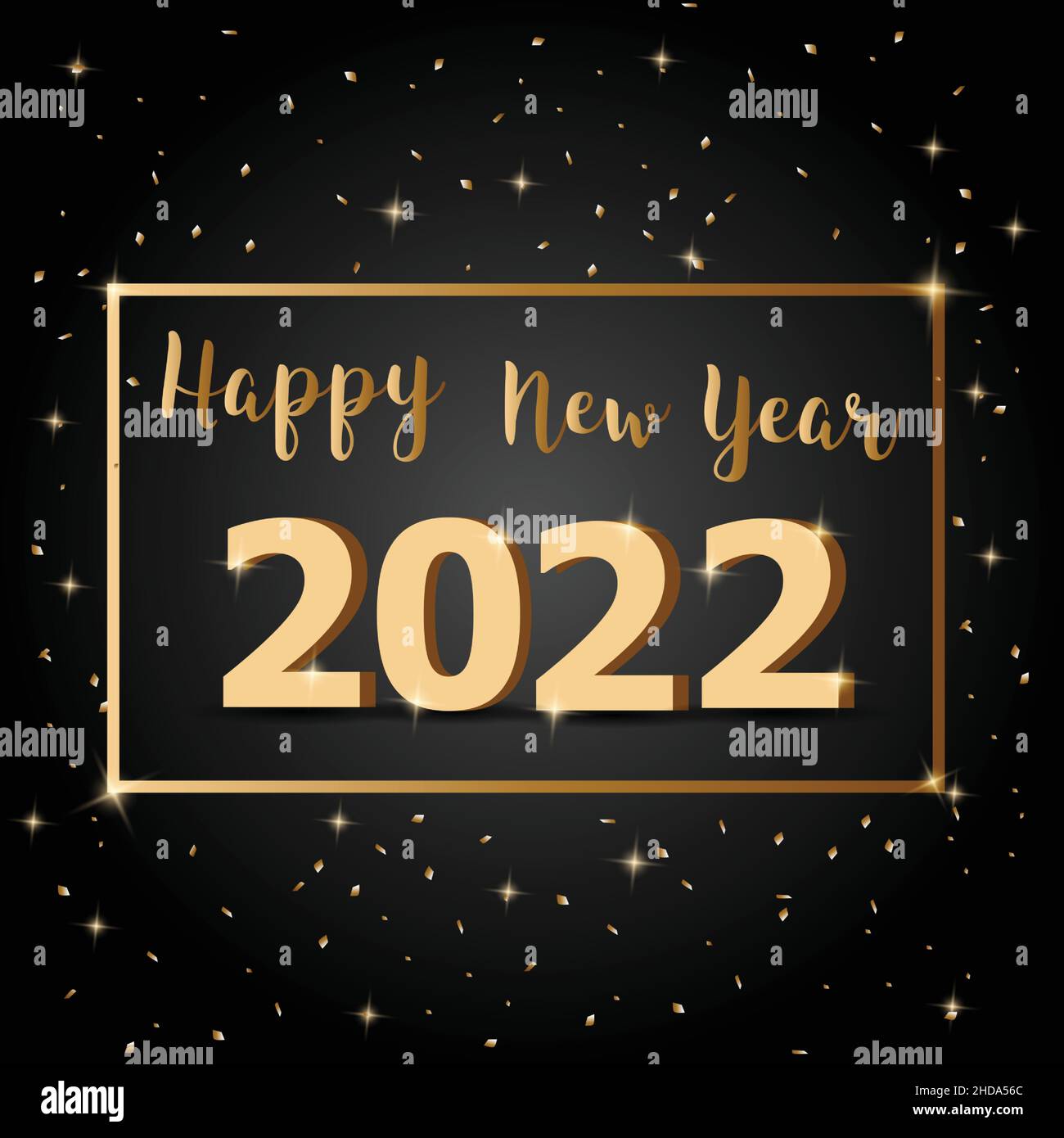 Golden Happy New Year 2022 con sfondo scuro, vettore azionario Illustrazione Vettoriale