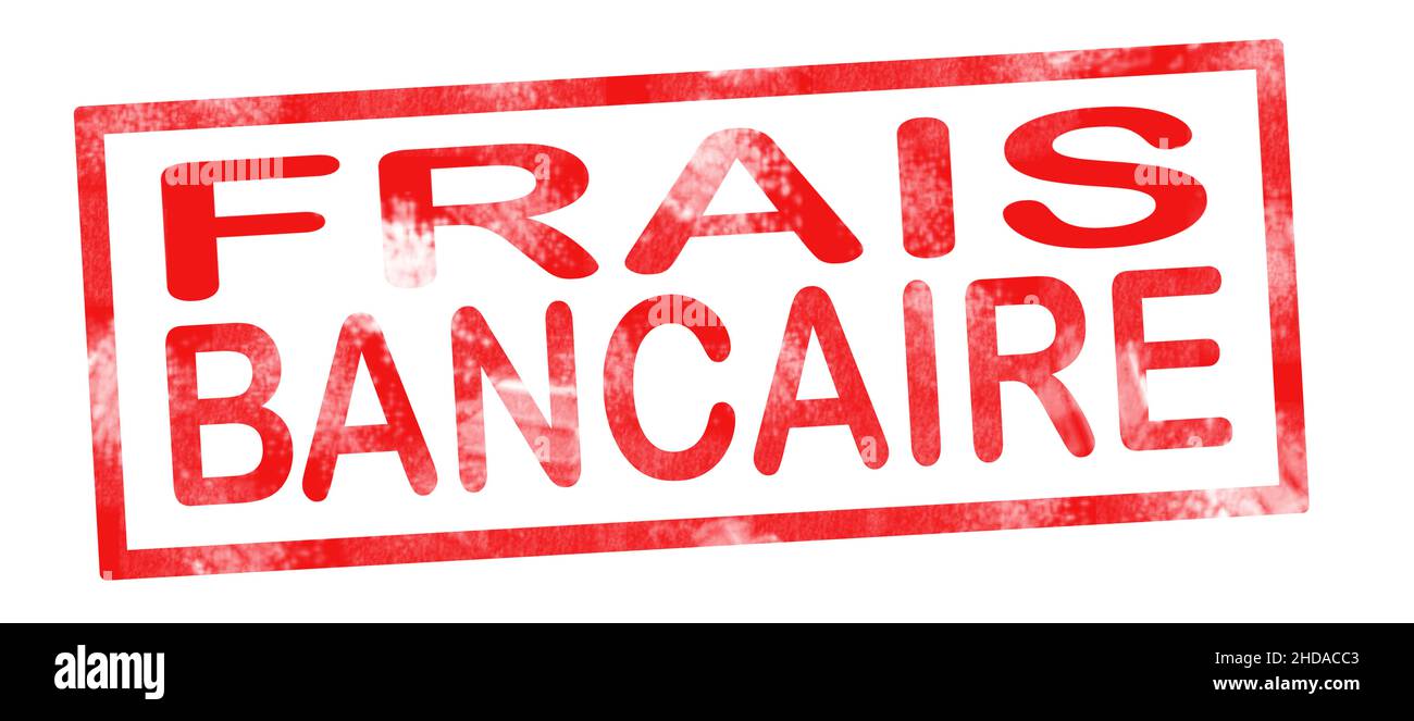 Spese bancarie in francese scrittura di traduzione in inchiostro rosso pad Foto Stock