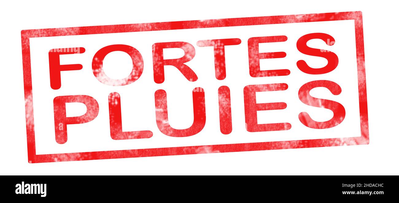 Forti piogge nella traduzione francese scrittura in inchiostro rosso pad Foto Stock