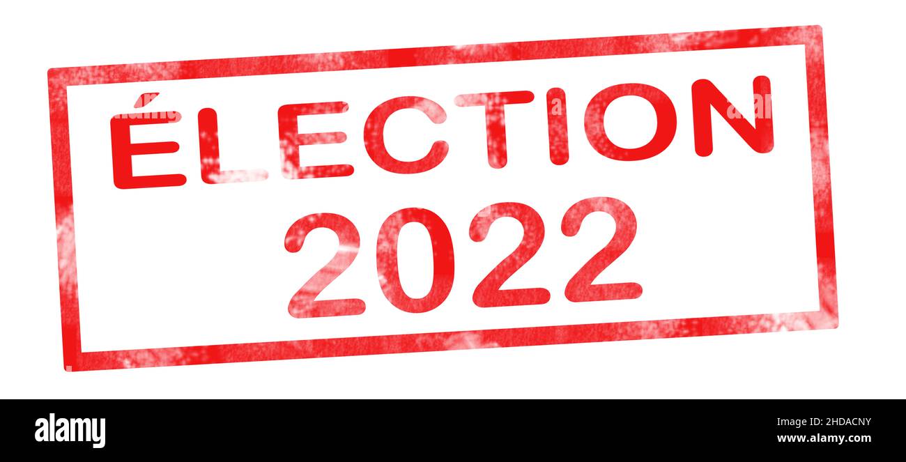 Elezione 2022 in francese scrittura di traduzione in inchiostro rosso pad Foto Stock