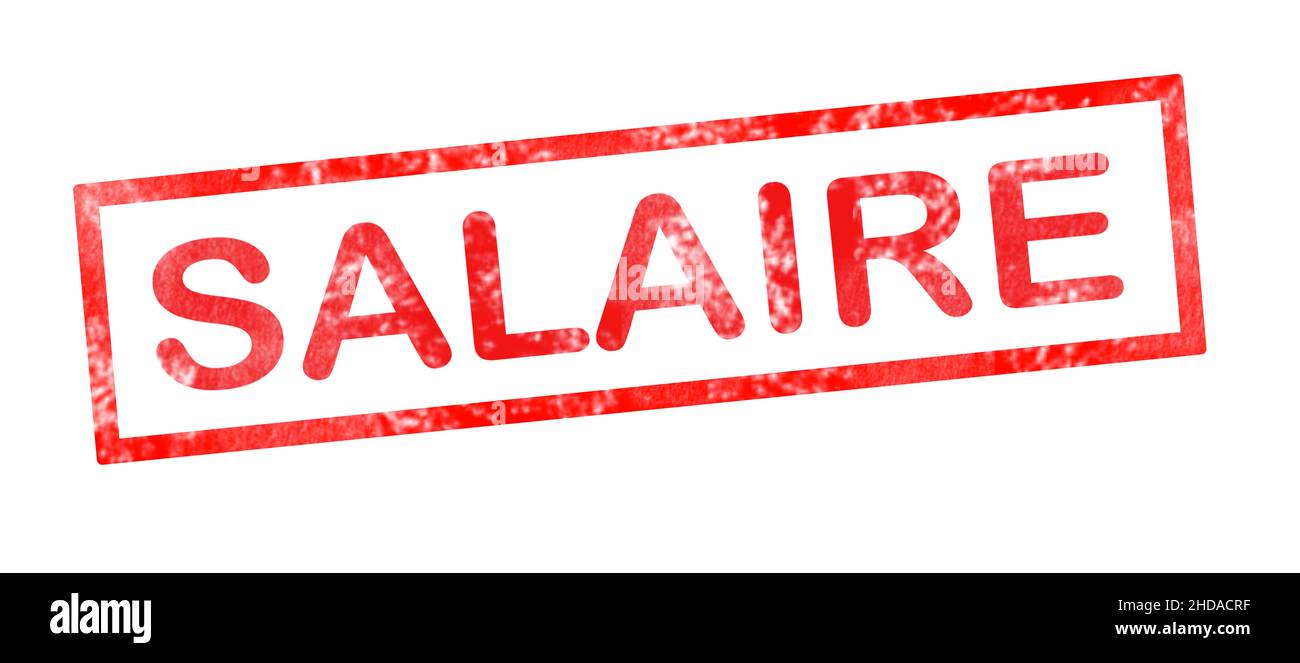 Salario in francese scrittura di traduzione in inchiostro rosso pad Foto Stock