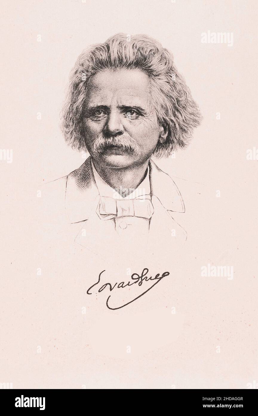 Ritratto di Edvard Grieg. Edvard Hagerup Grieg (1843 – 1907) è stato un compositore e pianista norvegese. È ampiamente considerato uno dei maggiori romantici Foto Stock
