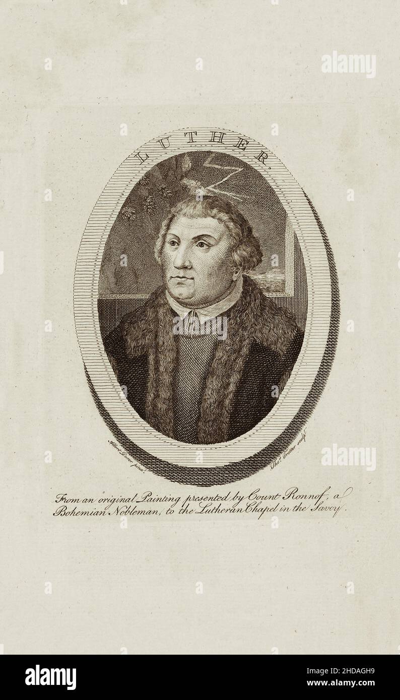 Disegno di Albrecht Dürer: Lutero. 17-18th secolo da un dipinto originale. Martin Lutero (1483 – 1546) è stato un professore tedesco di teologia, sacerdote, Foto Stock