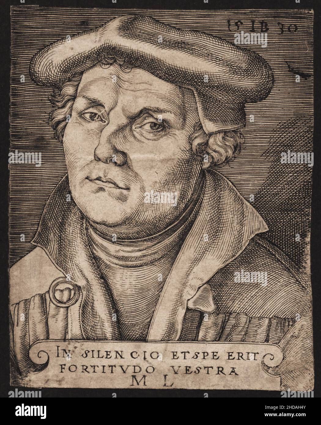Ritratto medievale di Martin Lutero. Martin Lutero (1483 – 1546) è stato un professore tedesco di teologia, prete, autore, compositore, ex agostiniano 1530 Foto Stock
