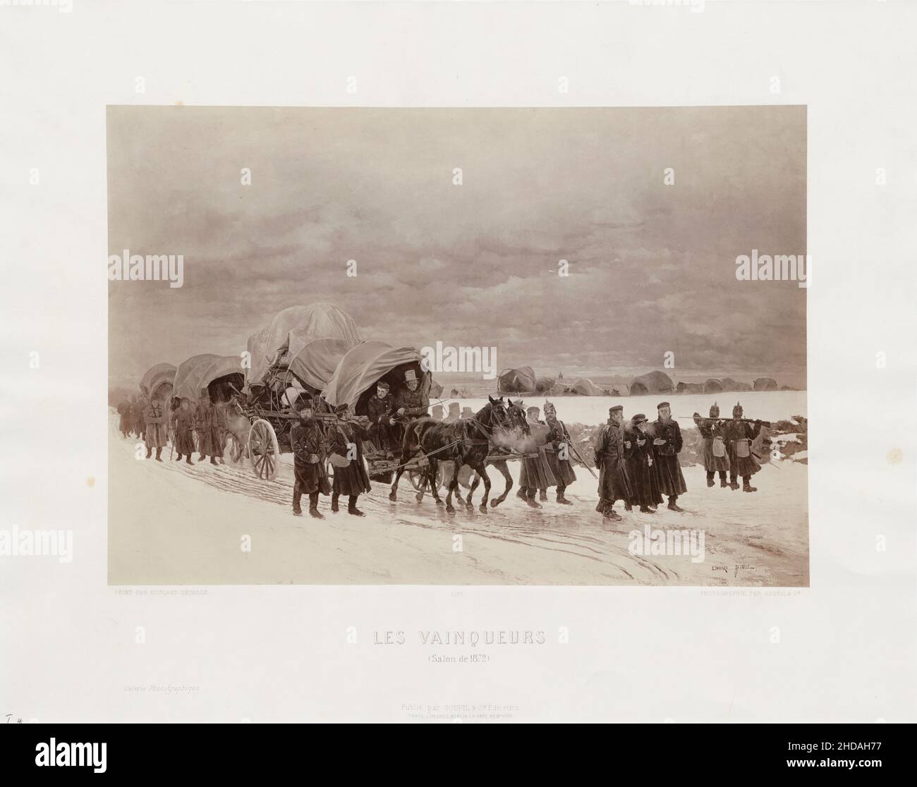 Incisione francese sugli eventi della guerra franco-prussiana: I vincitori: (Salone del 1872). 1872 Foto Stock