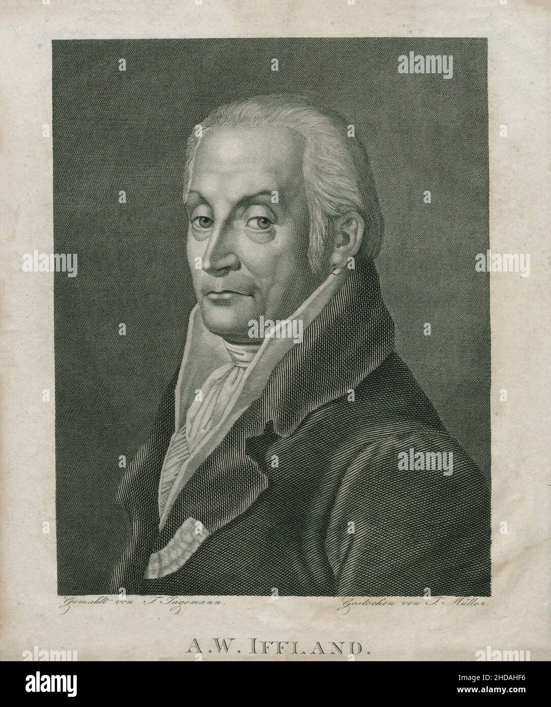 Ritratto di August Wilhelm Iffland. Wilhelm Iffland 1800 August Wilhelm Iffland (1759 – 1814) è stato un . Foto Stock