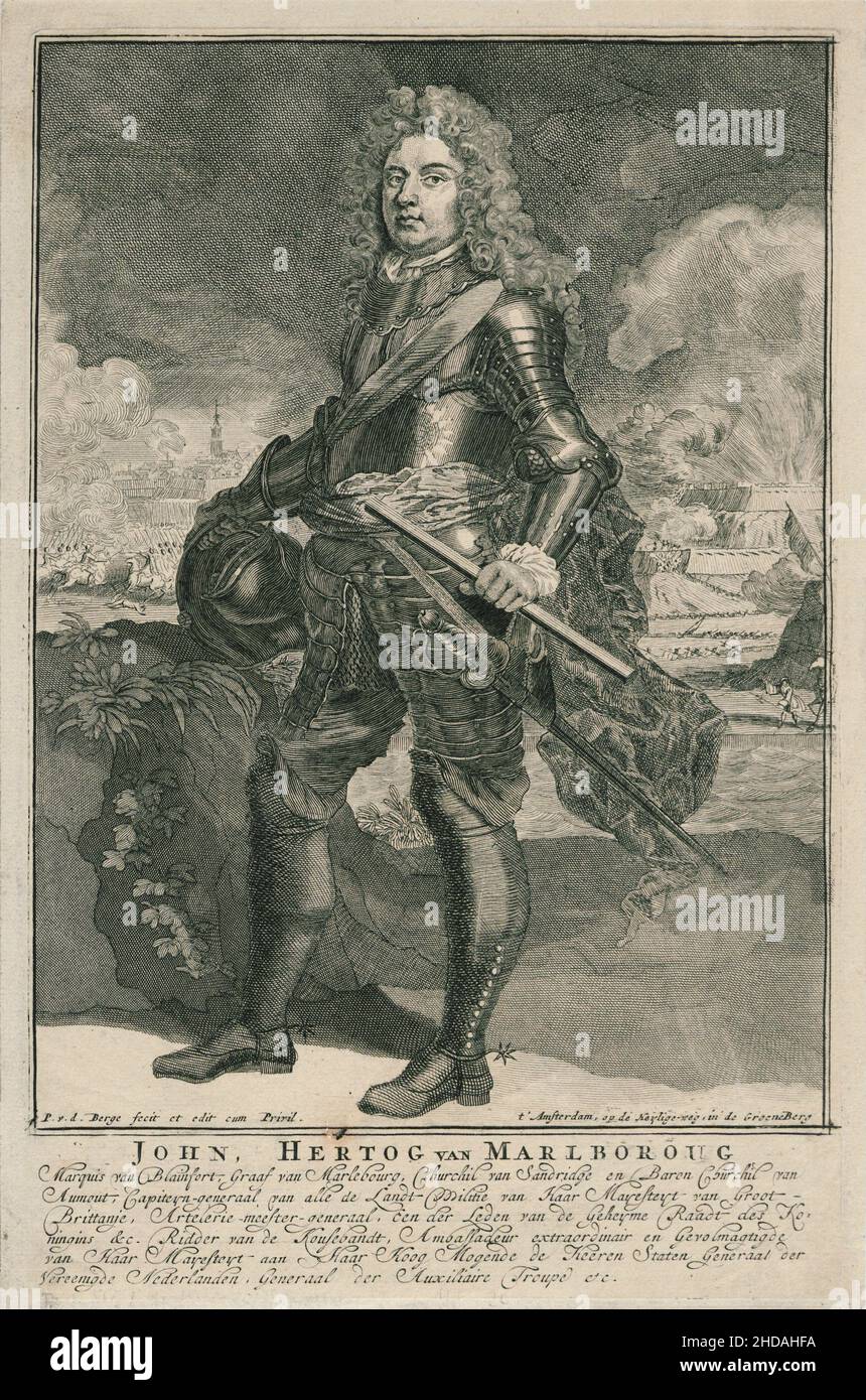 Incisione di John Churchill, 1st Duca di Marlborough. 1705 Generale John Churchill, 1st Duca di Marlborough, 1st Principe di Mindelheim, 1st Conte di Nel Foto Stock
