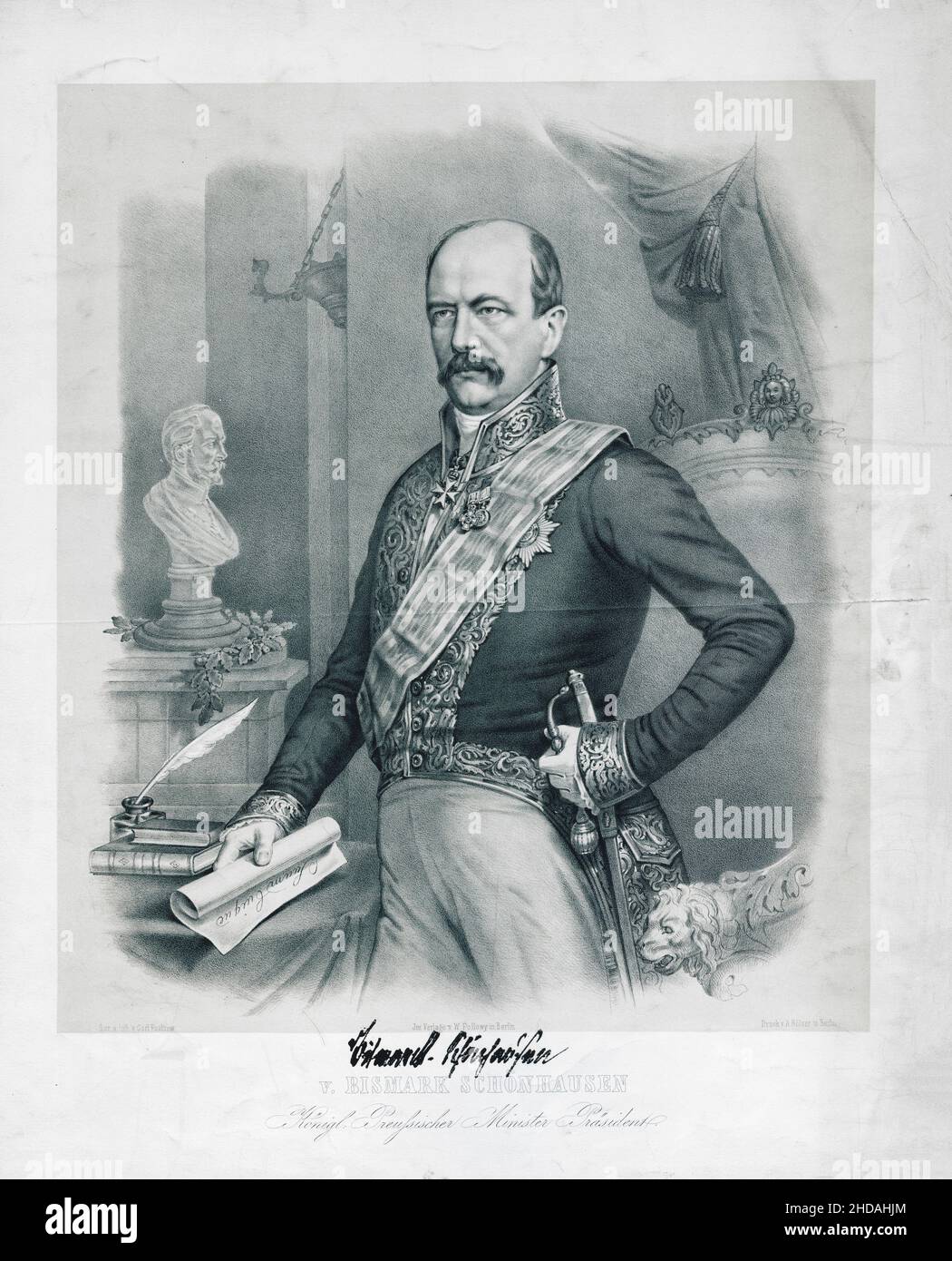 Ritratto di otto von Bismarck. Otto, principe di Bismarck, conte di Bismarck-Schönhausen, duca di Lauenburg (1815-1898), fu uno stato conservatore tedesco Foto Stock